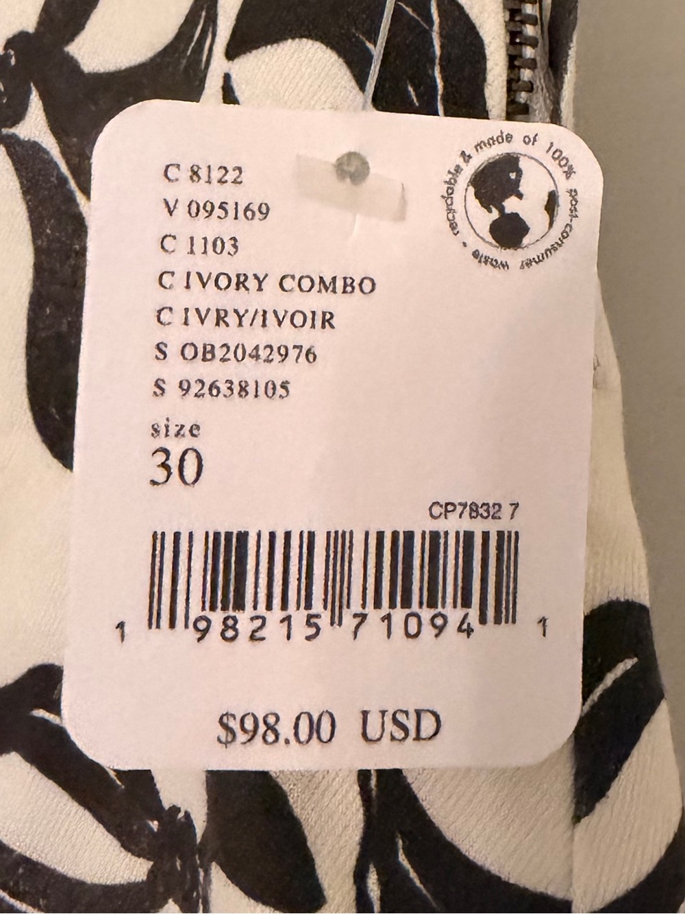 We the Free Spotlight High Rise Wide Leg Black & White Bow-Print Pants - Picture 3 of 3